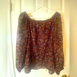 NWT Loft by Ann Taylor Chiffon Floral Long Sleeve Blouse size Small